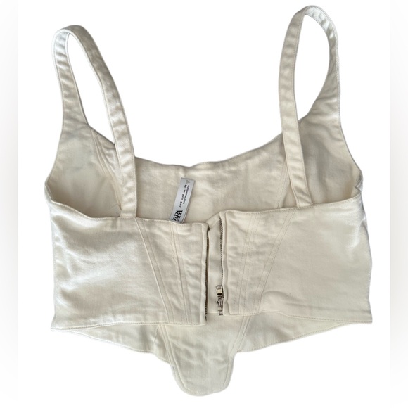 Zara topstitched corset top, oyster white, size small - Picture 3 of 6